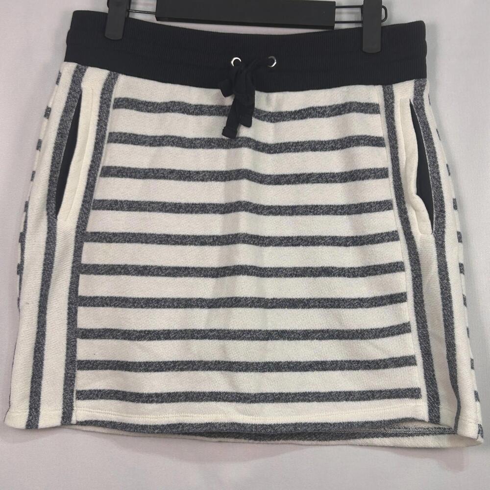 Jones New York Womens Small Striped Knit Skirt Drawstring Waist 30 Slit Pockets